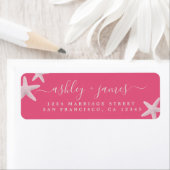 Script Beach Zeester Roze Huwelijk Retouradres Etiket (Insitu)