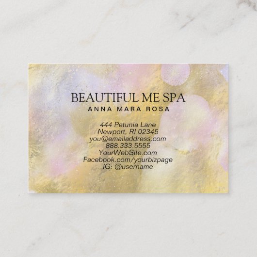 *~* Script BEAUTY Gold Foil Rainbow Visitekaartje (Achterkant)