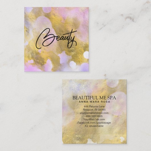 *~* Script BEAUTY Rainbow Gold Foil Visitekaartje (Voorkant / Achterkant)