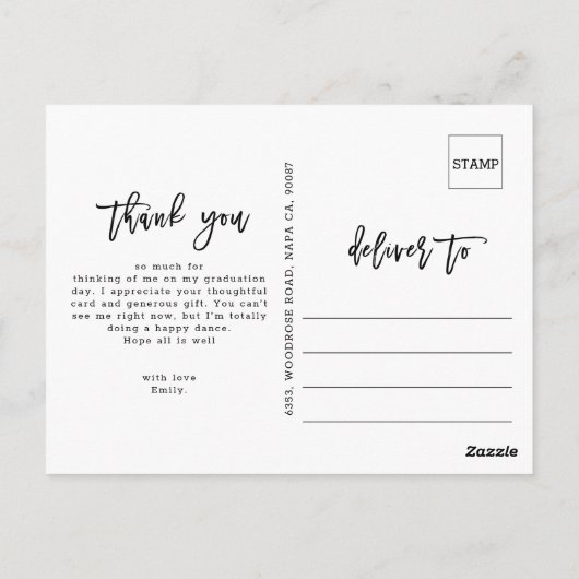 Script Bedankingsfoto Afstudeerkaart Briefkaart (Achterkant)