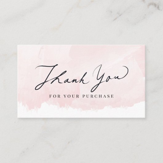 Script Bedankt Blush Pink Waterverf Visitekaartje (Voorkant)
