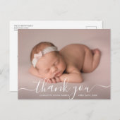 Script Bedankt Foto Overlay Baby Geboorte Aankondigingskaart (Voorkant / Achterkant)