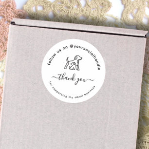 Script bedankt sociale handle Aangepast logo Ronde Sticker