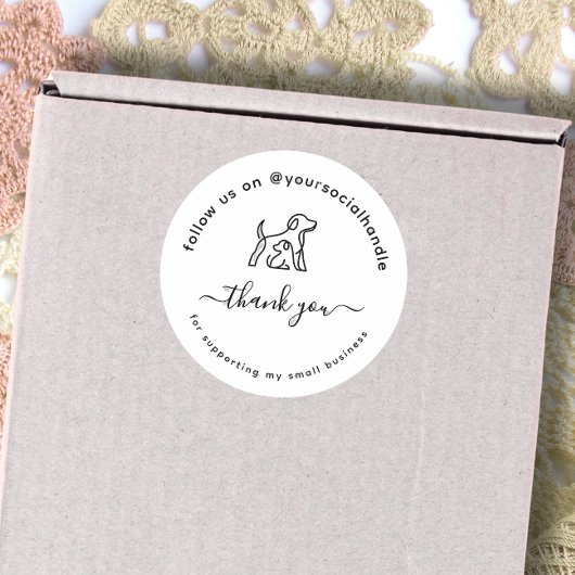 Script bedankt sociale handle Aangepast logo Ronde Sticker