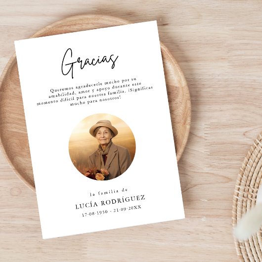 Script Bedankt Spaanse Begrafenis Foto Dank U Kaart