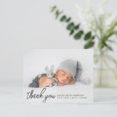 Script Bedankt Twee Foto's Geboorteaankondiging Briefkaart (Staand voorkant)