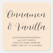 Script Beige Kaars Productlabel Vierkante Sticker (Voorkant)