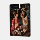 Script Bestie Photo Keepsake Gift Metalen Ornament (Voorkant links)