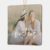 Script Besties 2x Photo Personalized Keramisch Ornament (Links)