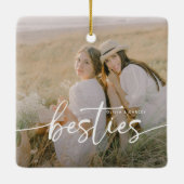 Script Besties 2x Photo Personalized Keramisch Ornament (Achterkant)