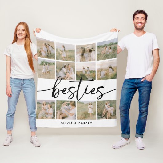 Script Besties Photo Collage Personalized Fleece Deken (In situ)