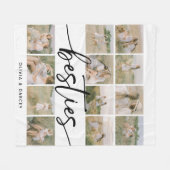 Script Besties Photo Collage Personalized Fleece Deken (Voorkant (Horizontaal))