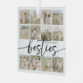 Script Besties Photo Collage Personalized Glas Ornament (Voorkant links)