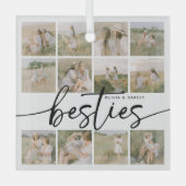 Script Besties Photo Collage Personalized Glas Ornament (Voorkant)