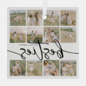 Script Besties Photo Collage Personalized Glas Ornament (Achterkant)