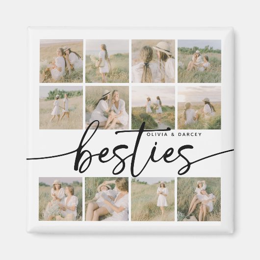 Script Besties Photo Collage Personalized Magneet (Voorkant)