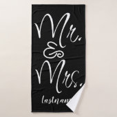 Script Black and White Mr en Mrs Custom Towel Badhanddoek (Badhanddoek)