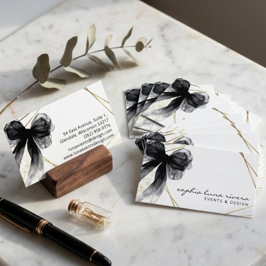 Script Black Bow Goud Luxe Merkkaart Visitekaartje
