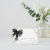 Script Black Bow Goud Luxe Merkkaart Visitekaartje (Staand voorkant)