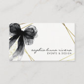 Script Black Bow Goud Luxe Merkkaart Visitekaartje (Voorkant)