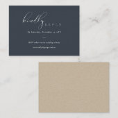 Script Black Navy Online Wedding Website RSVP Informatiekaartje (Voorkant / Achterkant)
