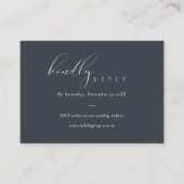 Script Black Navy Online Wedding Website RSVP Informatiekaartje (Voorkant)