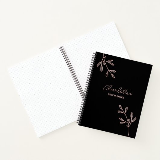 Script Black Pink Floral Bullet Journaal Planner Notitieboek (Binnen)