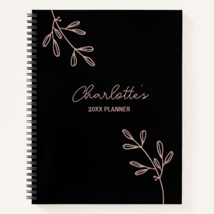 Script Black Pink Floral Bullet Journaal Planner Notitieboek