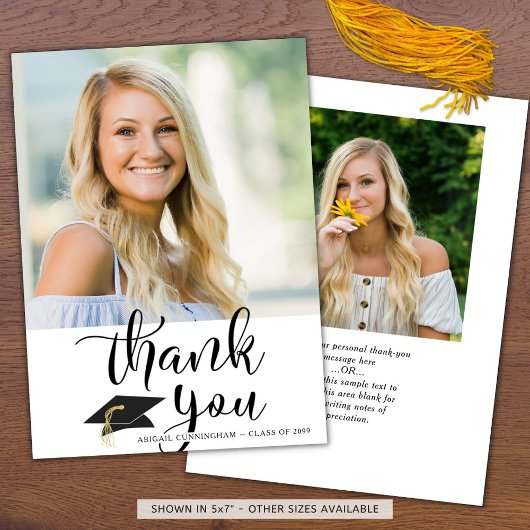 Script Black White 2 Photo Afstuderen Hartelijk da Bedankkaart