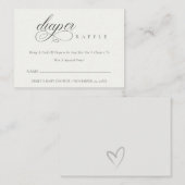 Script Black White diaper Baby shower over rotatie Informatiekaartje (Voorkant / Achterkant)