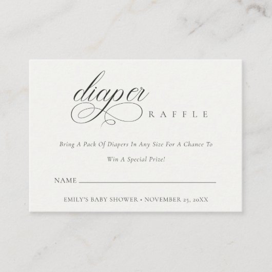 Script Black White diaper Baby shower over rotatie Informatiekaartje (Voorkant)