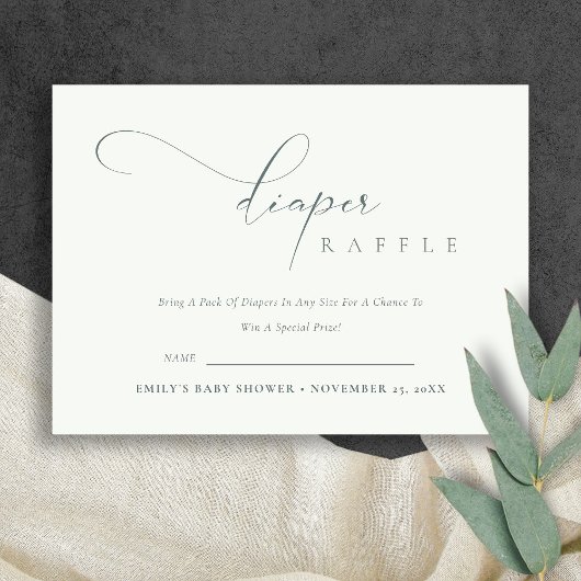 Script Black White diaper Baby shower over rotatie Informatiekaartje