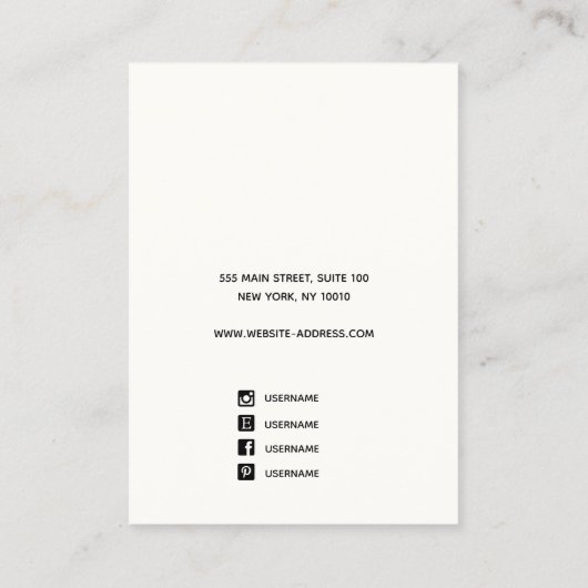 Script Black White Earring Display Visitekaartje (Achterkant)