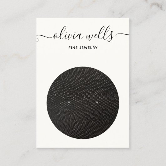 Script Black White Earring Display Visitekaartje (Voorkant)