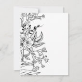 Script Black White Floral Botanical Personalized N Notitiekaartje (Achterkant)