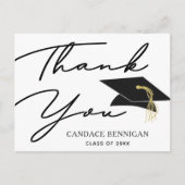 Script Black White Photo Afstuderen Bedankt Briefkaart (Voorkant)