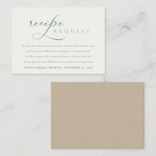 Script Black White Recipe Request Vrijgezellenfees Informatiekaartje (Voorkant / Achterkant)