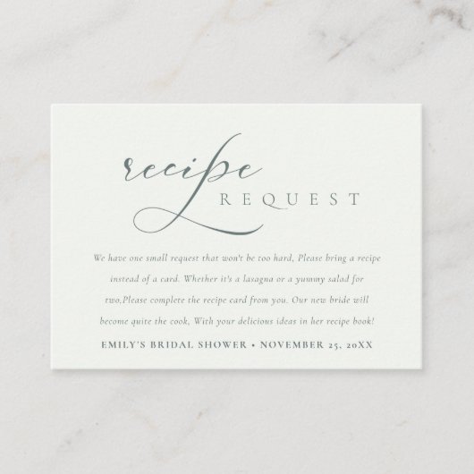 Script Black White Recipe Request Vrijgezellenfees Informatiekaartje (Voorkant)