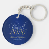 Script Blauw Goud Afstudeerklas van 2026 Sleutelhanger (Achterkant)