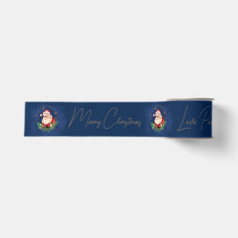 Script Blauw Rood Goud Kerstman Elegante Kerstmis Grosgrain Lint