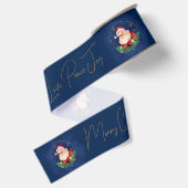 Script Blauw Rood Goud Kerstman Elegante Kerstmis Grosgrain Lint (Achterkant)