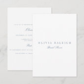 Script Blauw & Wit Bruids Douche Uitnodiging (Voorkant / Achterkant)