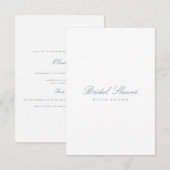 Script Blauw & Wit Bruids Douche Uitnodiging (Voorkant / Achterkant)