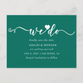 Script Blauwgroen Groen Hart We Doen Opslaan De Da Aankondigingskaart (Voorkant)