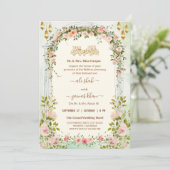 Script Bloemboog Walima Islamitische Trouwfeest Kaart (Staand voorkant)