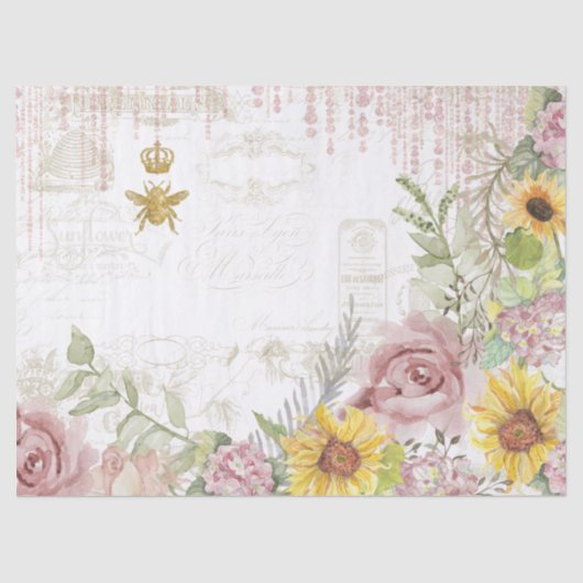  Script Bloemen Zonnebloem Waterverf Frans Tissuepapier (Voorkant)