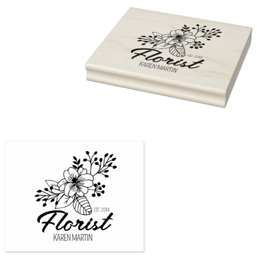 Script Bloemist Zakelijke Verpakking Custom Large Rubberstempel (Gestempeld)