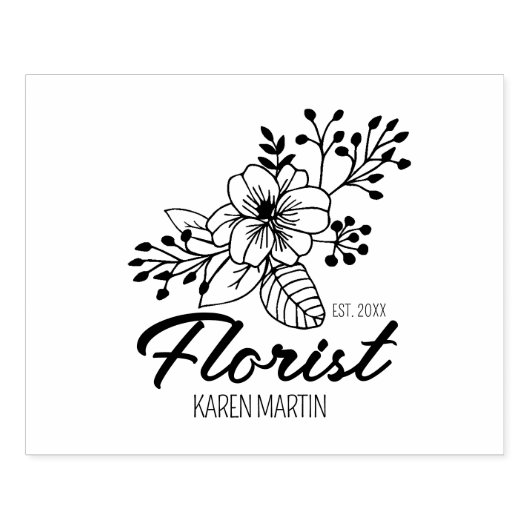 Script Bloemist Zakelijke Verpakking Custom Large Rubberstempel (Afrduk)