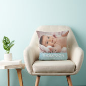 Script Blue Baby Newborn-sleutelnaam Foto Kussen (Stoel)