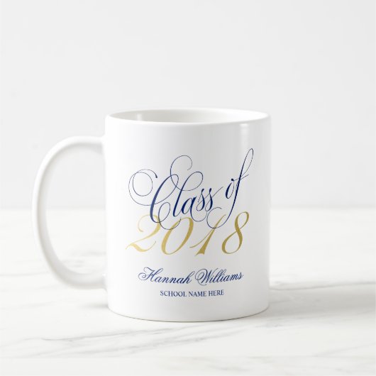 Script Blue Gold Class of 2018 Afstuderen Custom Koffiemok (Links)